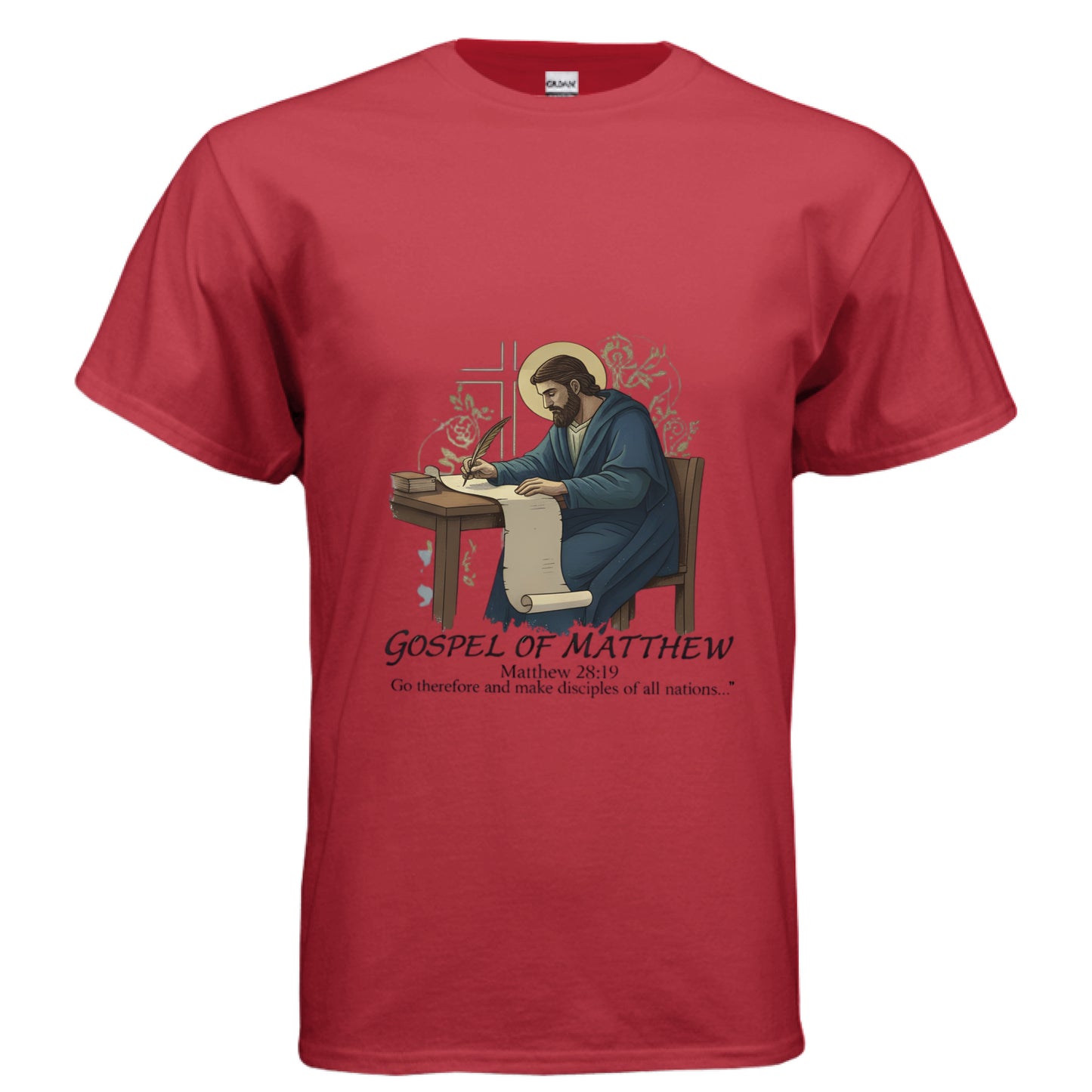Gospel of Matthew 28:19 Faith T-Shirt RED Salvation Clothing and Accessories Apparel