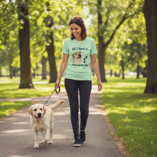 Jesus and my Dog Christian T-Shirt MINT GREEN Salvation Clothing and Accessories Apparel
