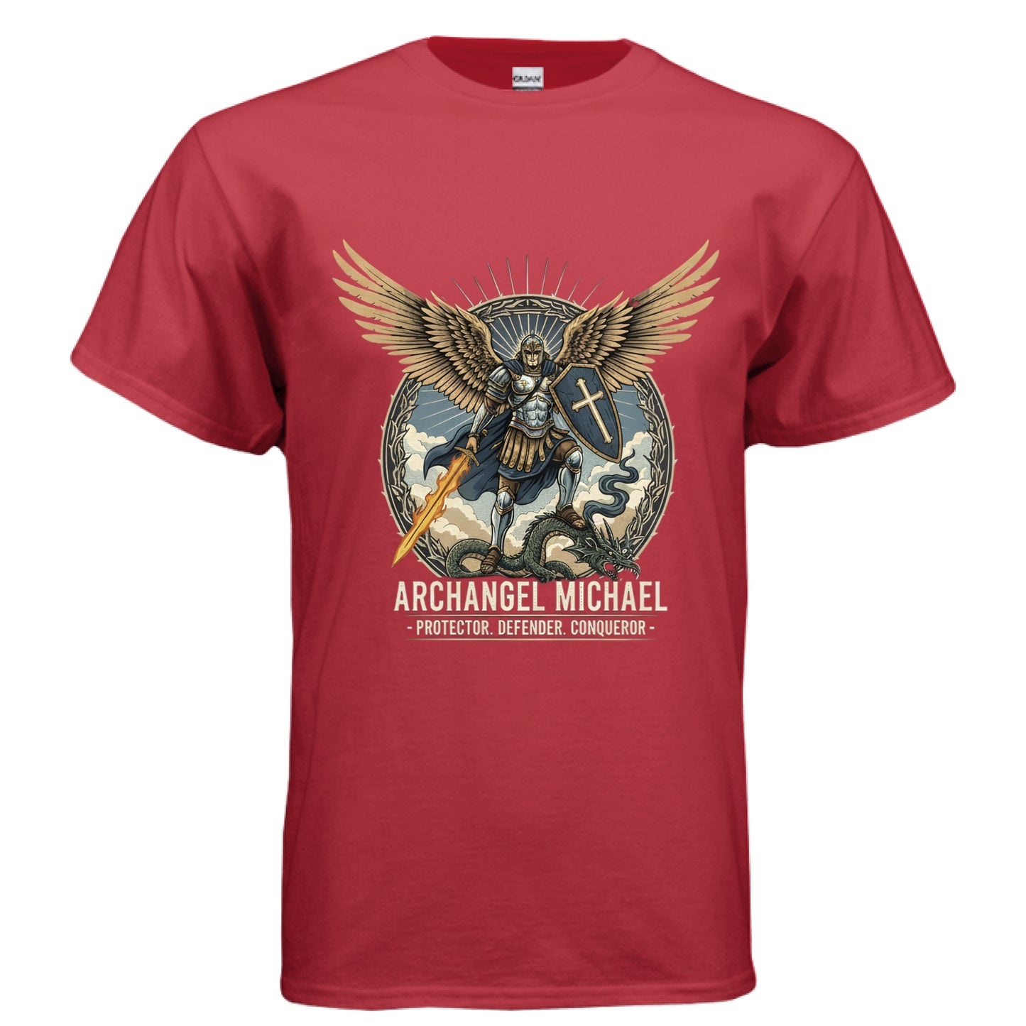 Archangel Michael Faith T-Shirt RED Salvation Clothing and Accessories Apparel