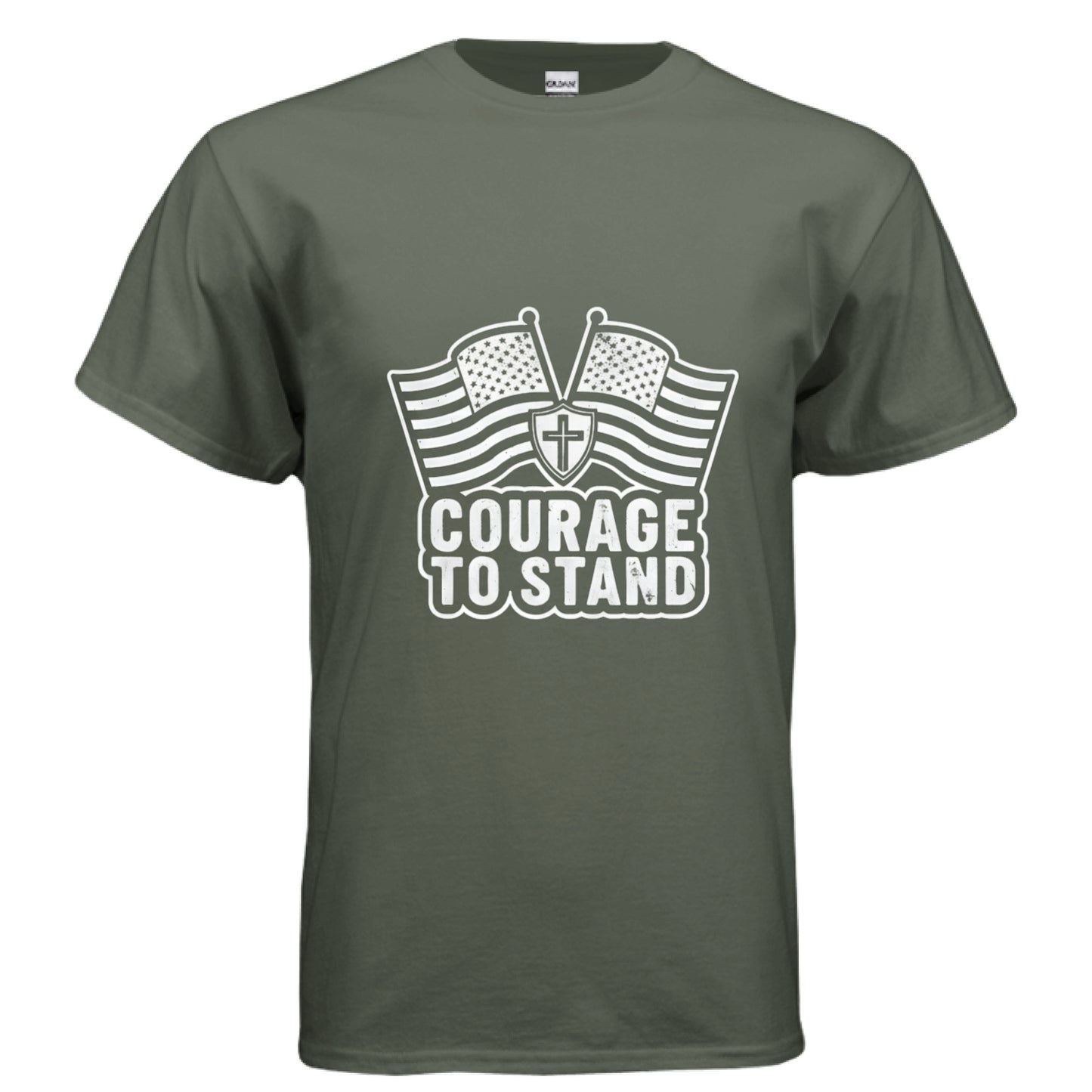 Courage to Stand Patriot T-Shirt (Charlie Kirk inspired) MILITARY GREEN Salvation Clothing and Accessories Apparel