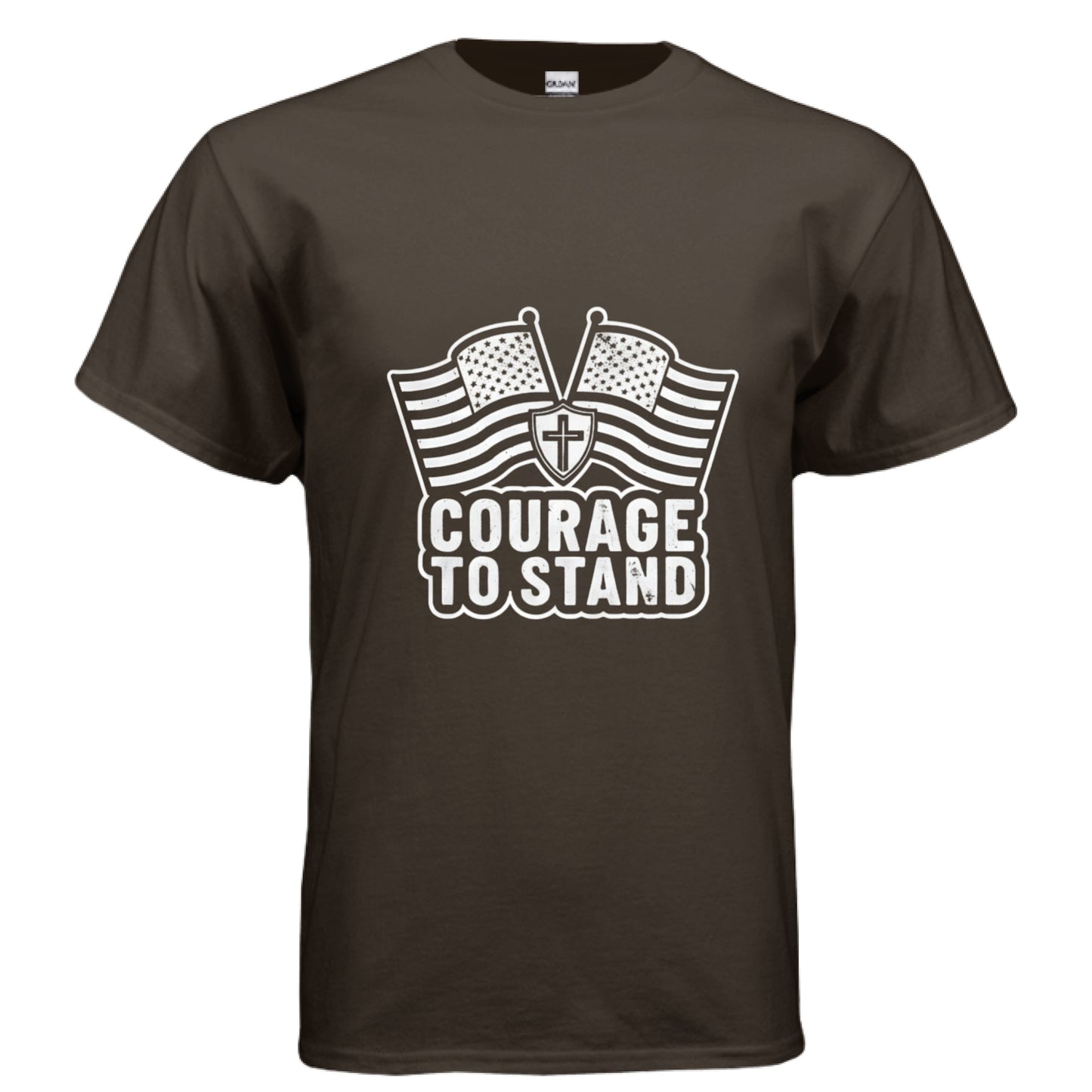 Courage to Stand Patriot T-Shirt (Charlie Kirk inspired) DARK CHOCOLATE Salvation Clothing and Accessories Apparel