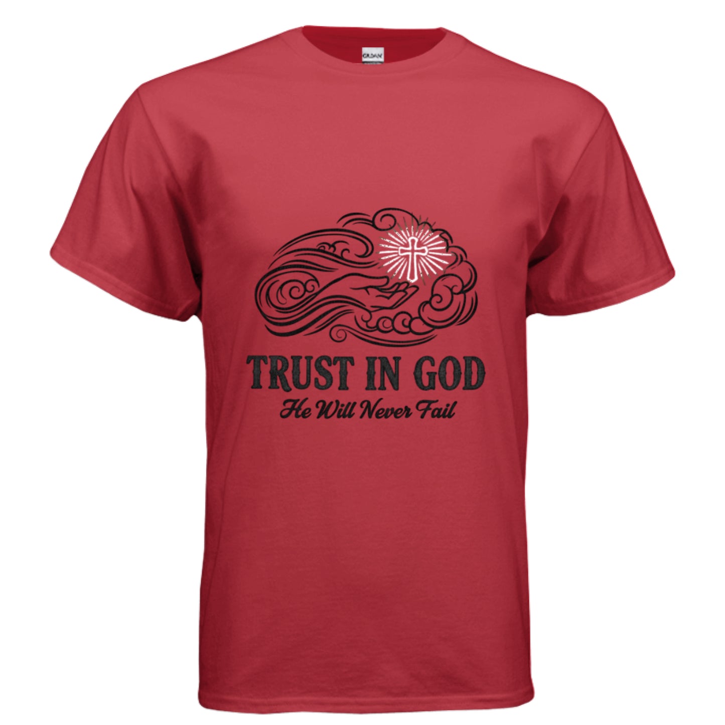 Trust in God Faith T-Shirt RED Salvation Clothing and Accessories Apparel