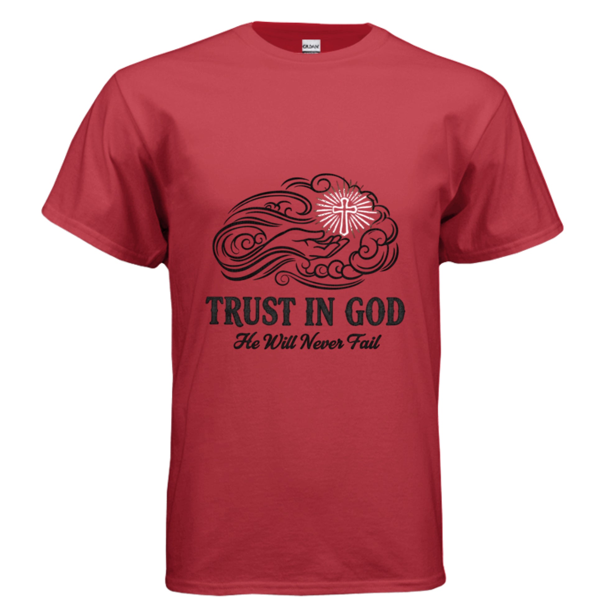 Trust in God Faith T-Shirt RED Salvation Clothing and Accessories Apparel