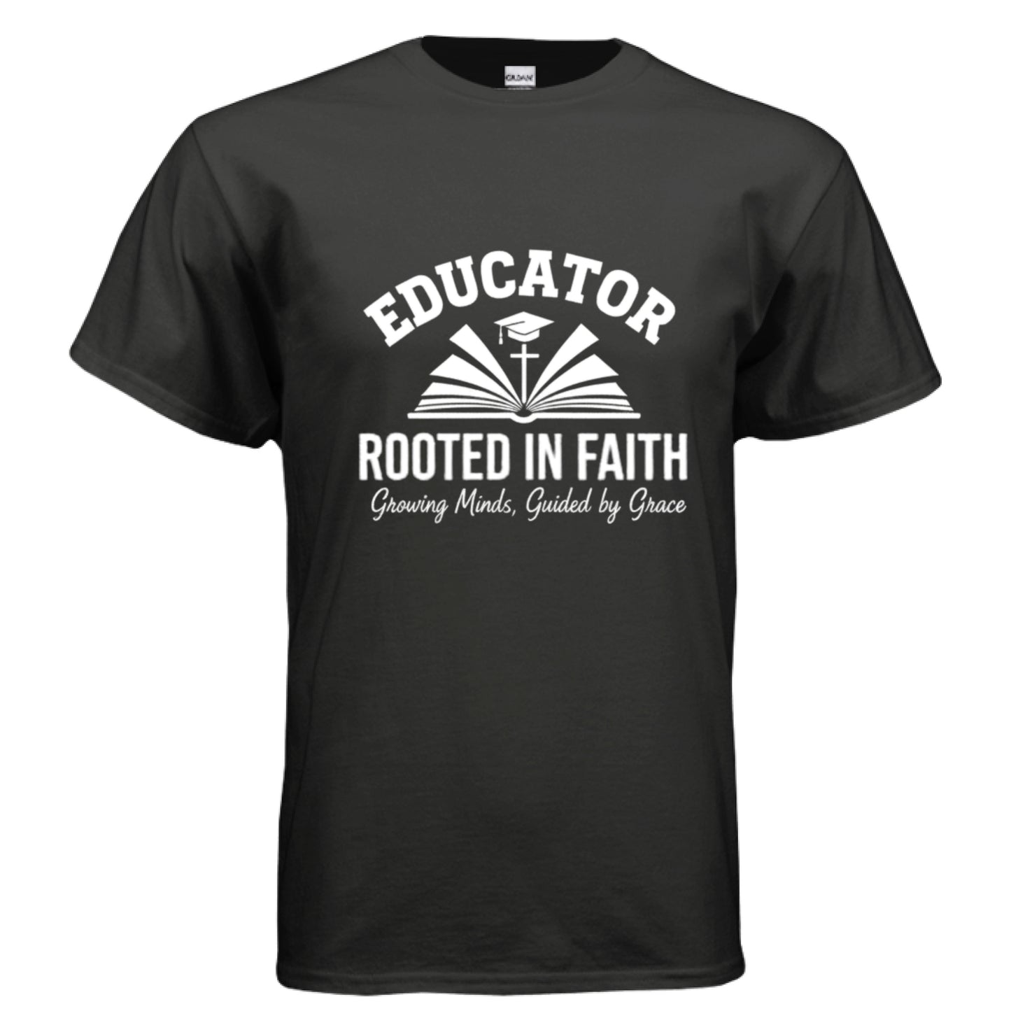 Educator Rooted in Faith Teacher Faith T-Shirt BLACK Salvation Clothing and Accessories Apparel