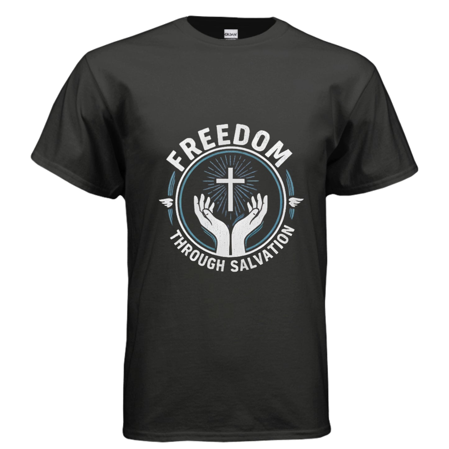 Freedom Through Salvation Christian T-Shirt BLACK Salvation Clothing and Accessories Apparel
