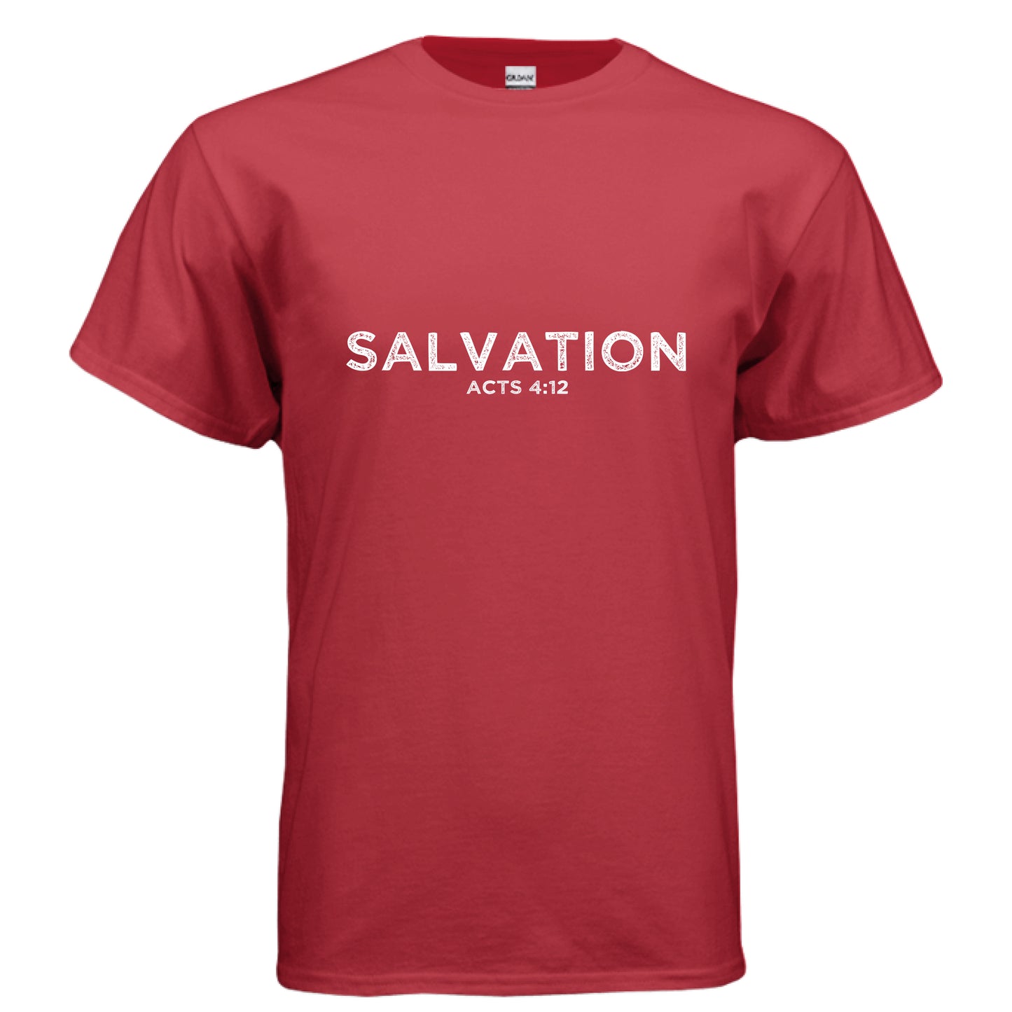 SALVATION Acts 4:12 Faith T-Shirt RED Salvation Clothing and Accessories Apparel