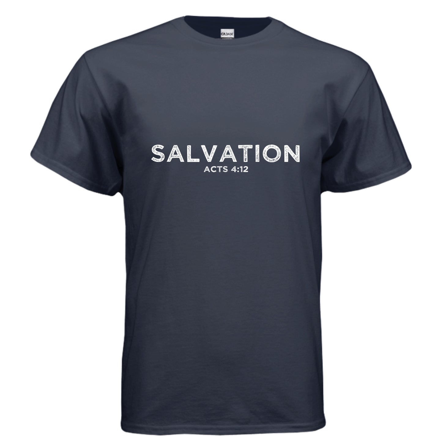 SALVATION Acts 4:12 Faith T-Shirt NAVY Salvation Clothing and Accessories Apparel