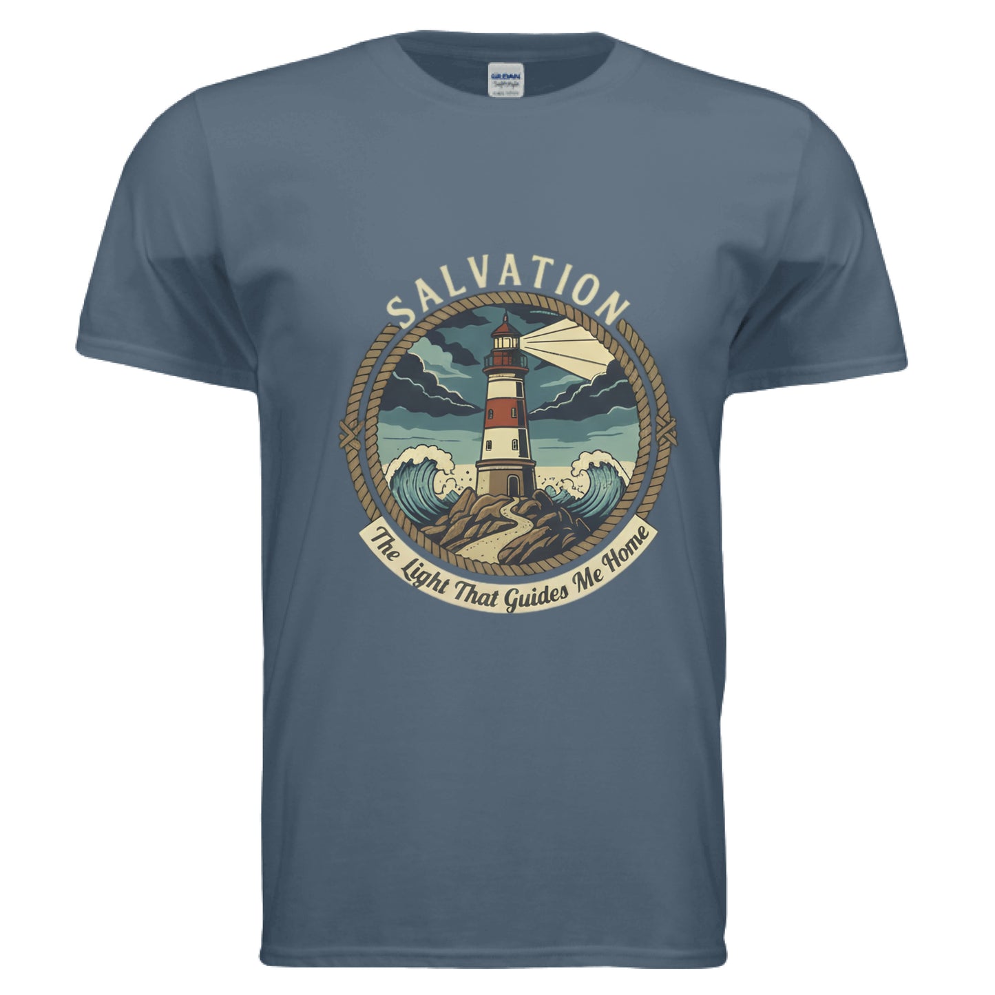 Salvation-The Light That Guides Me Home Faith T-Shirt INDIGO BLUE Salvation Clothing and Accessories Apparel