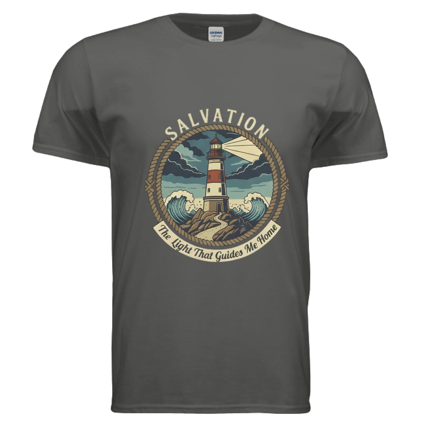 Salvation-The Light That Guides Me Home Faith T-Shirt CHARCOAL Salvation Clothing and Accessories Apparel