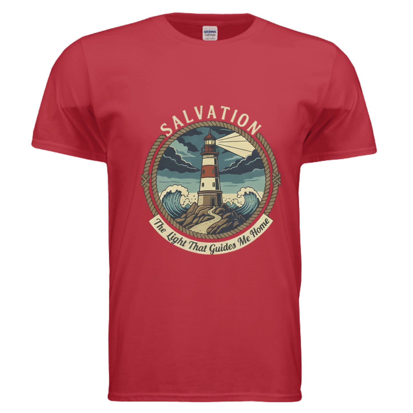 Salvation-The Light That Guides Me Home Faith T-Shirt RED Salvation Clothing and Accessories Apparel