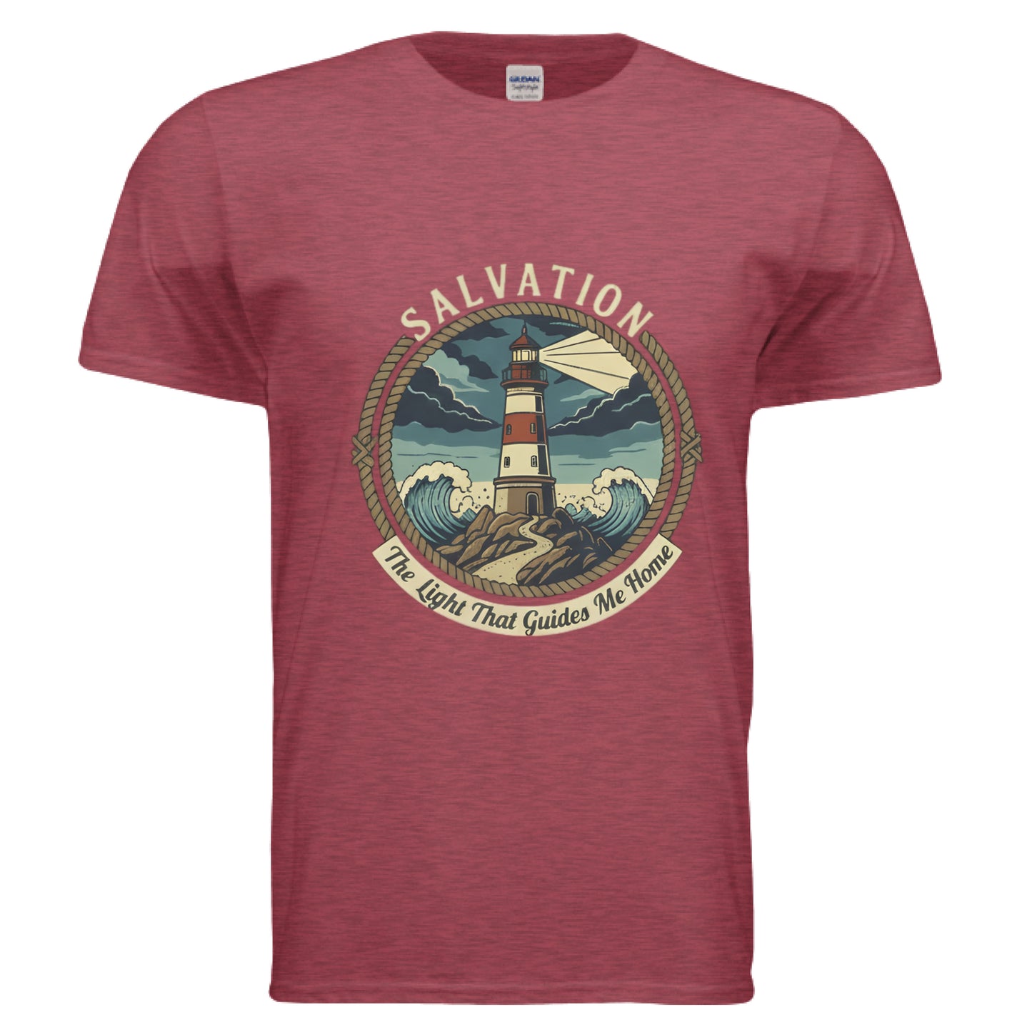 Salvation-The Light That Guides Me Home Faith T-Shirt HEATHER CARDINAL Salvation Clothing and Accessories Apparel