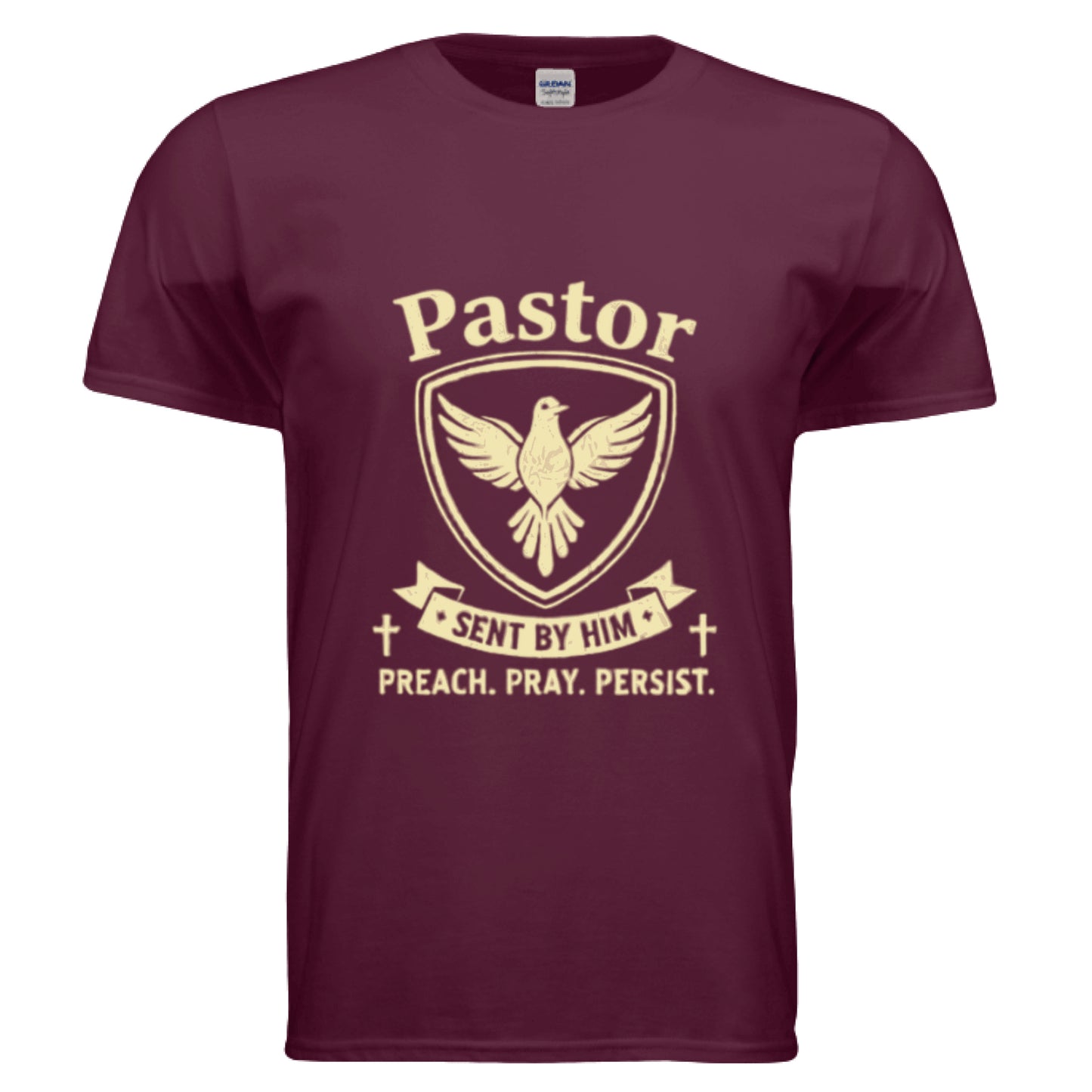 Pastor-Sent by Him Faith T-Shirt MAROON Salvation Clothing and Accessories Apparel