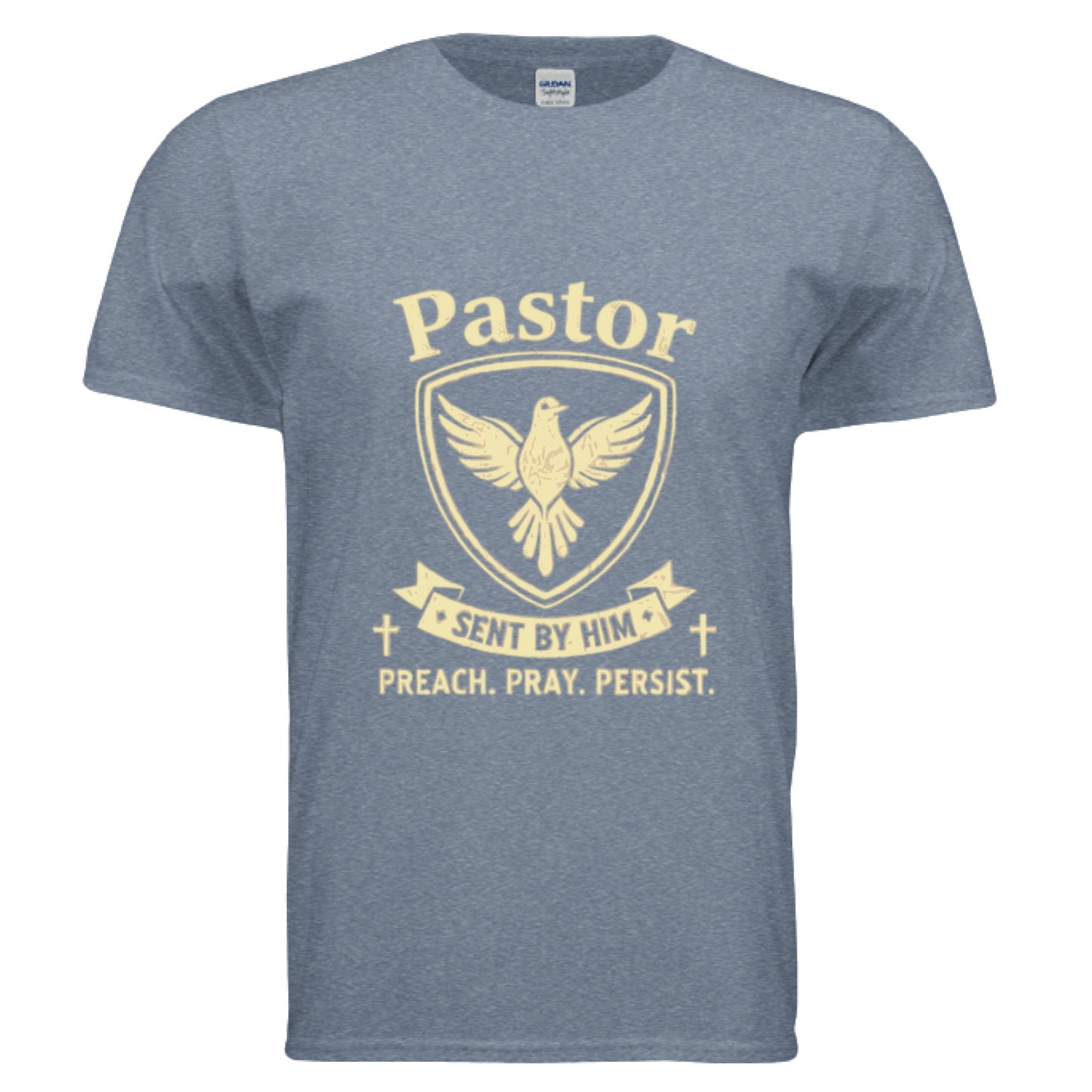Pastor-Sent by Him Faith T-Shirt HEATHER INDIGO Salvation Clothing and Accessories Apparel