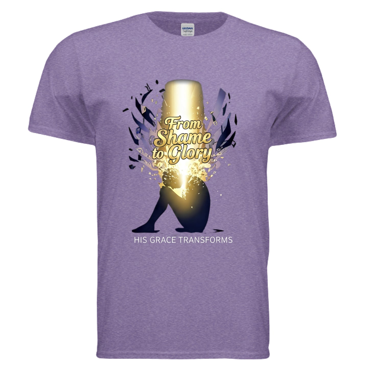 From Shame to Glory Faith T-Shirt (Brandon Lake Inspired) HEATHER PURPLE Salvation Clothing and Accessories Apparel