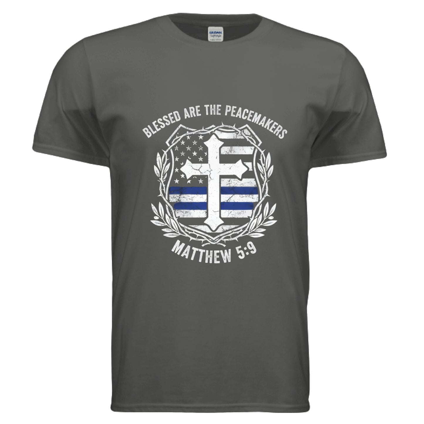 Blessed are the Peacemakers Matthew 5:9 Police Faith T-Shirt CHARCOAL Salvation Clothing and Accessories Apparel