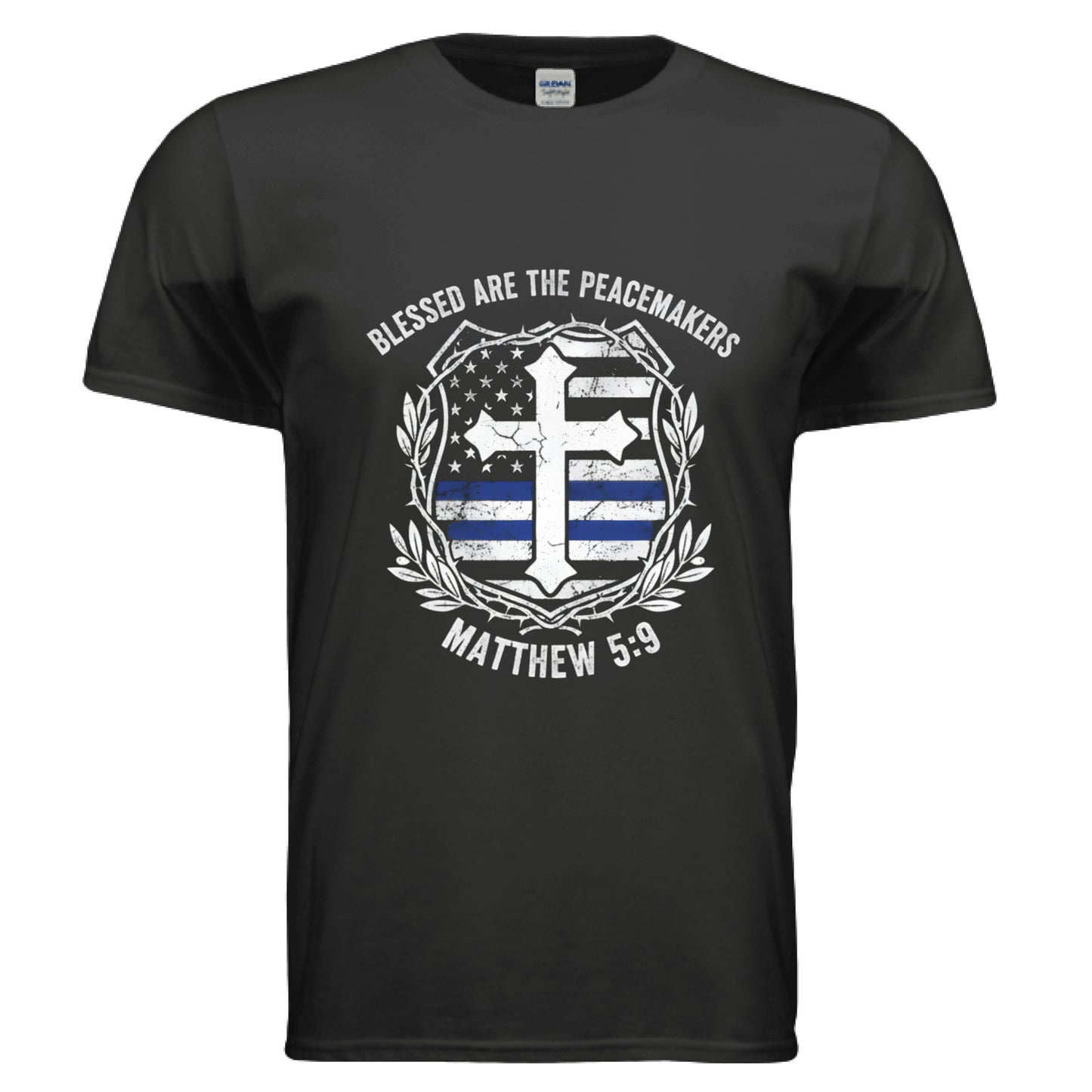 Blessed are the Peacemakers Matthew 5:9 Police Faith T-Shirt BLACK Salvation Clothing and Accessories Apparel
