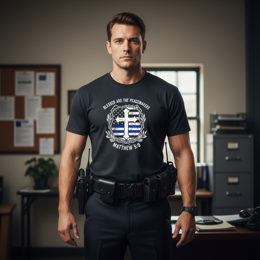 Blessed are the Peacemakers Matthew 5:9 Police Christian T-Shirt Salvation Clothing and Accessories Apparel