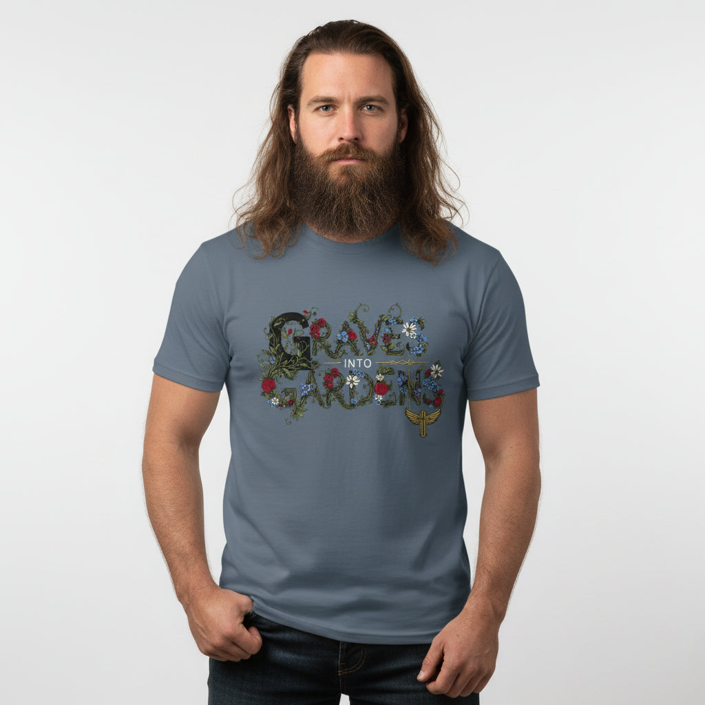 Graves into Gardens Faith T-Shirt (Brandon Lake Inspired) INDIGO BLUE Salvation Clothing and Accessories Apparel