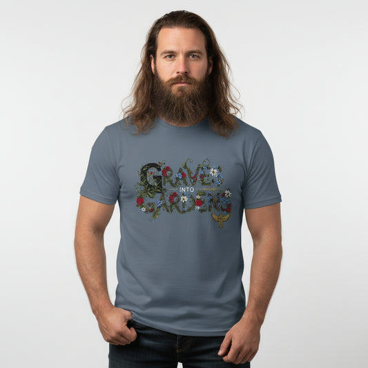 Graves into Gardens Faith T-Shirt (Brandon Lake Inspired) INDIGO BLUE Salvation Clothing and Accessories Apparel