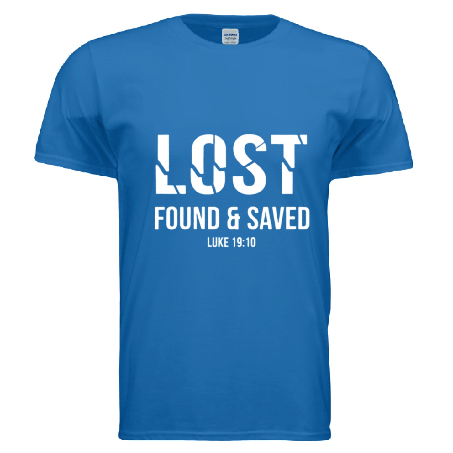 Lost Found Saved Luke 19:10 Christian T-Shirt ROYAL Salvation Clothing and Accessories Apparel
