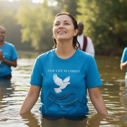 New Life John 3:5 Baptism Faith T-Shirt Salvation Clothing and Accessories Apparel
