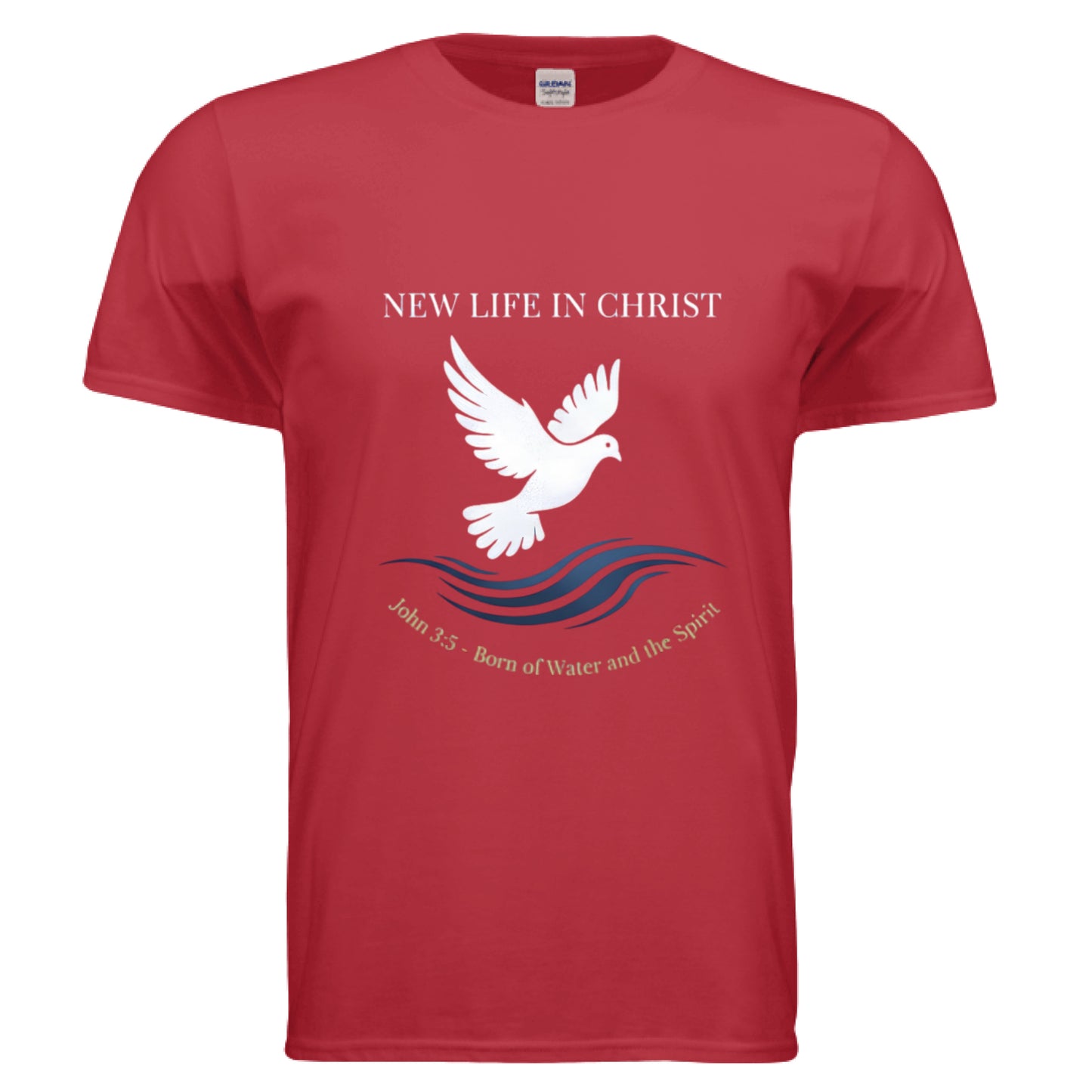 New Life John 3:5 Baptism Faith T-Shirt RED Salvation Clothing and Accessories Apparel