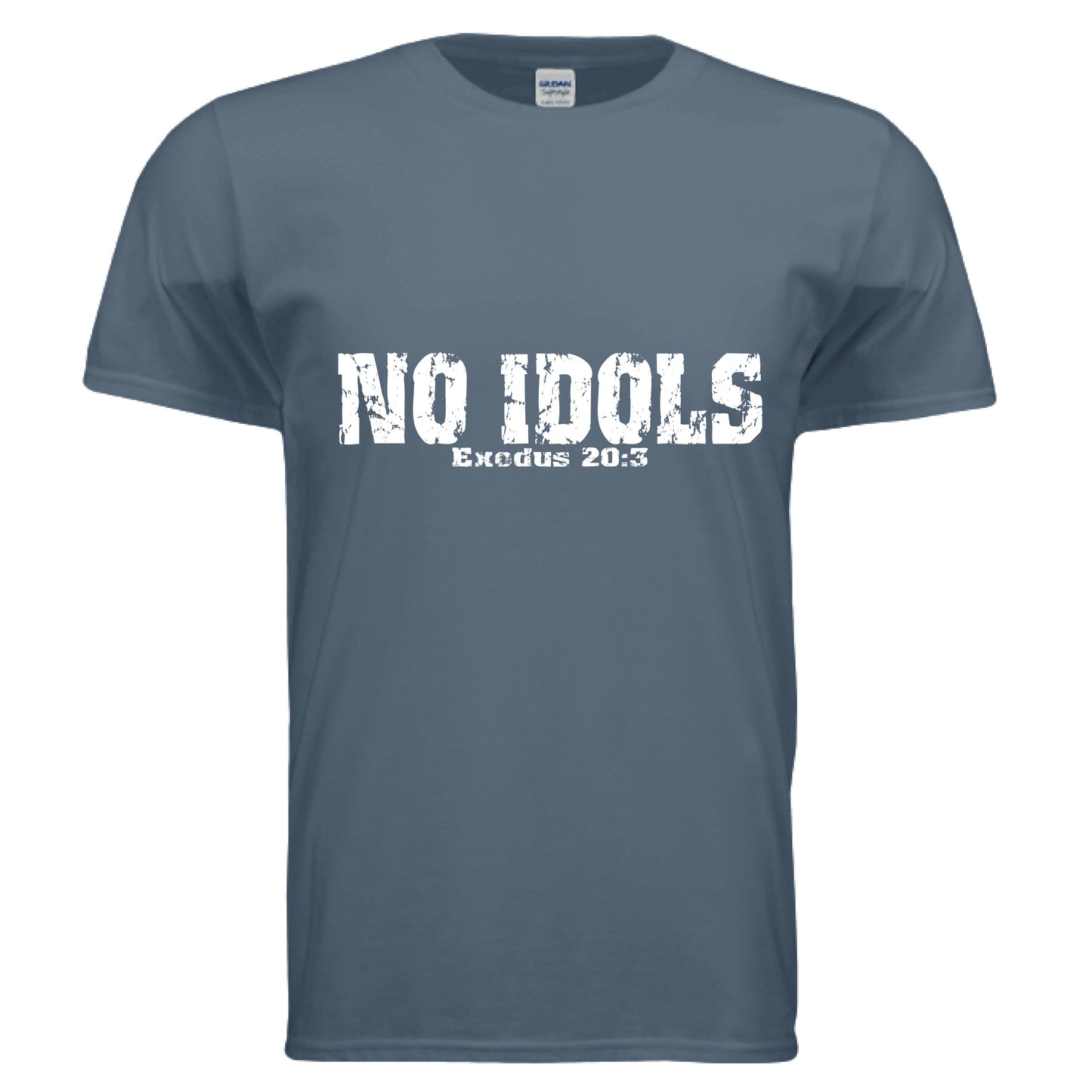 No Idols Exodus 20:3 Faith T-Shirt (Brandon Lake Inspired) INDIGO BLUE Salvation Clothing and Accessories Apparel