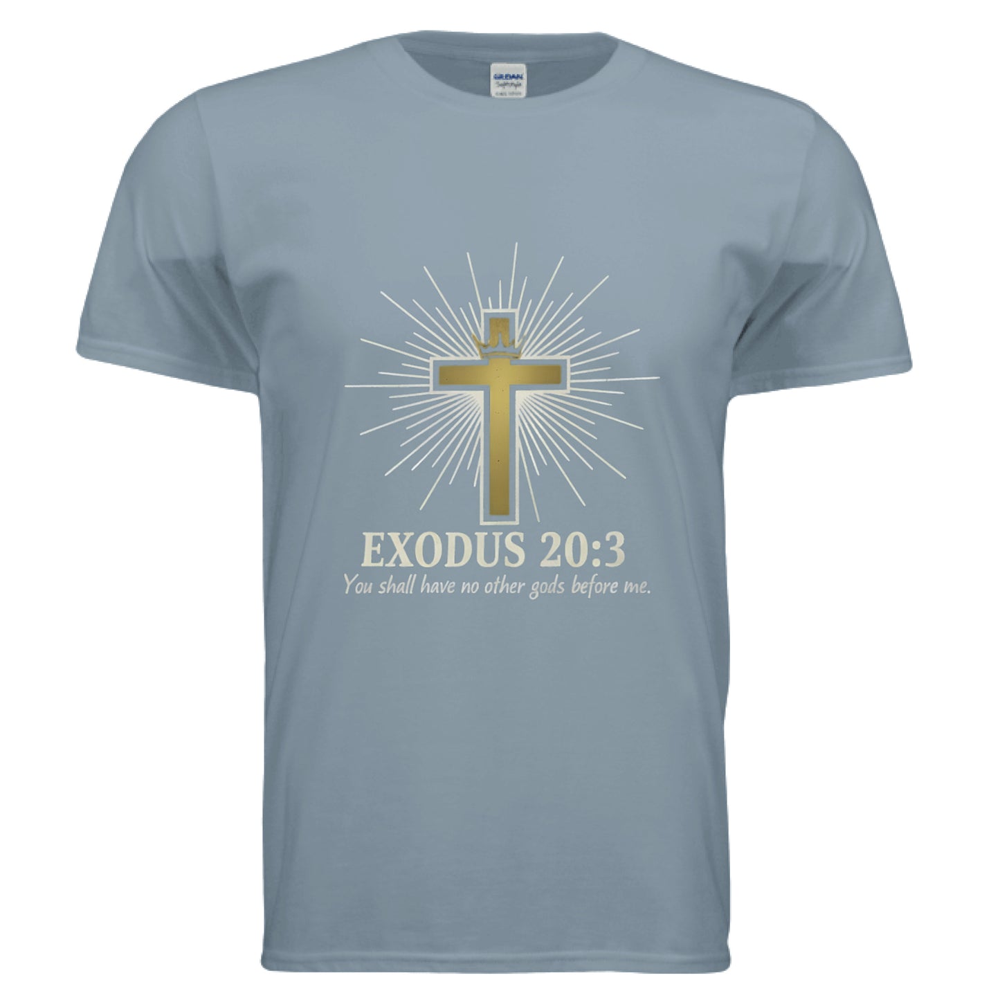 No Idols Exodus 20:3 Faith T-Shirt Stone Blue Salvation Clothing and Accessories Apparel