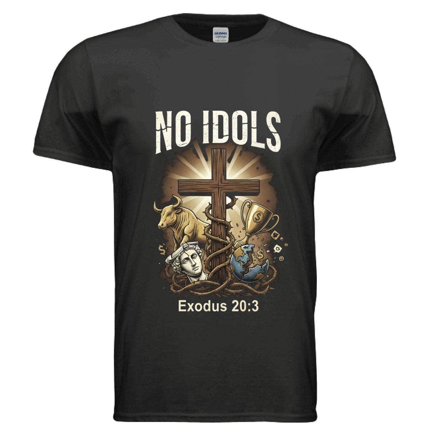 No Idols Exodus 20:3 (Brandon Lake Inspired) Faith T-shirt BLACK Salvation Clothing and Accessories Apparel