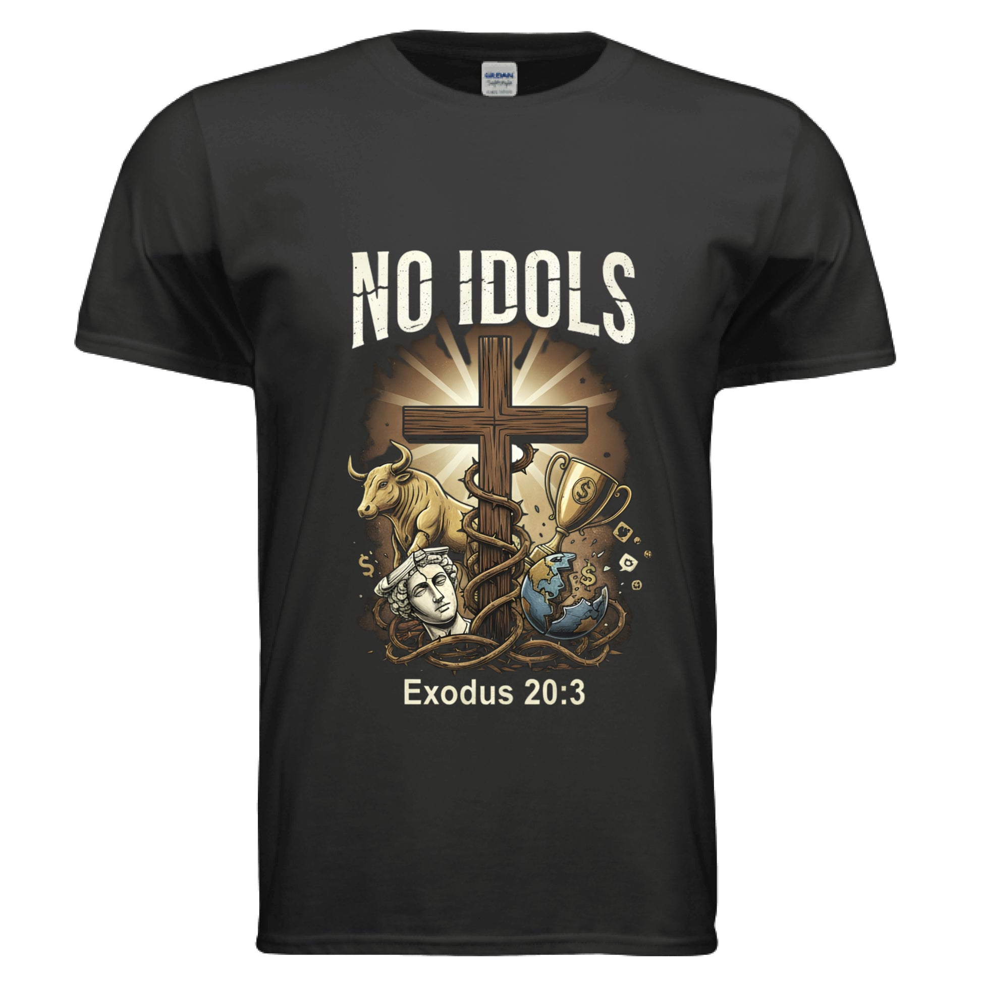 No Idols Exodus 20:3 (Brandon Lake Inspired) Faith T-shirt BLACK Salvation Clothing and Accessories Apparel