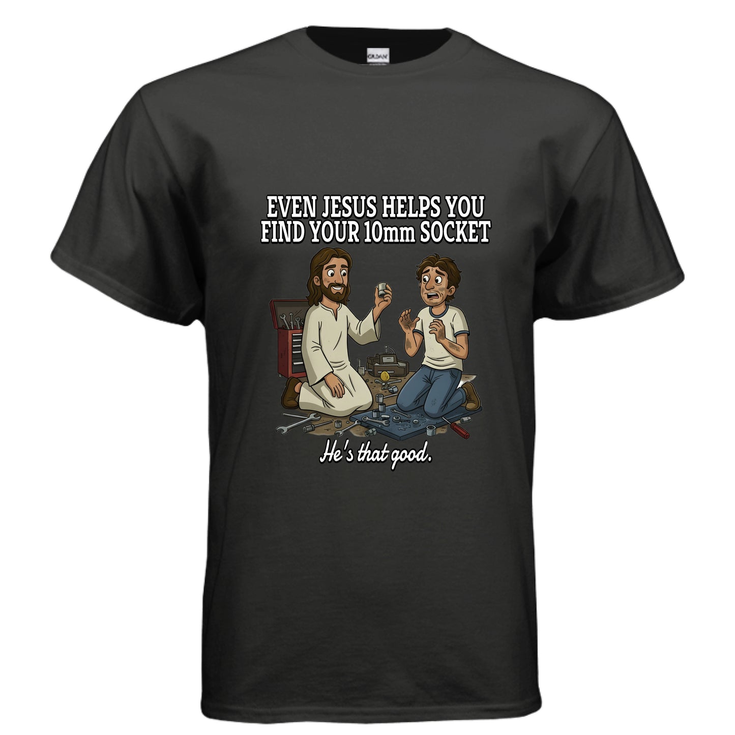 Jesus 10mm Socket Faith T-Shirt BLACK Salvation Clothing and Accessories Apparel