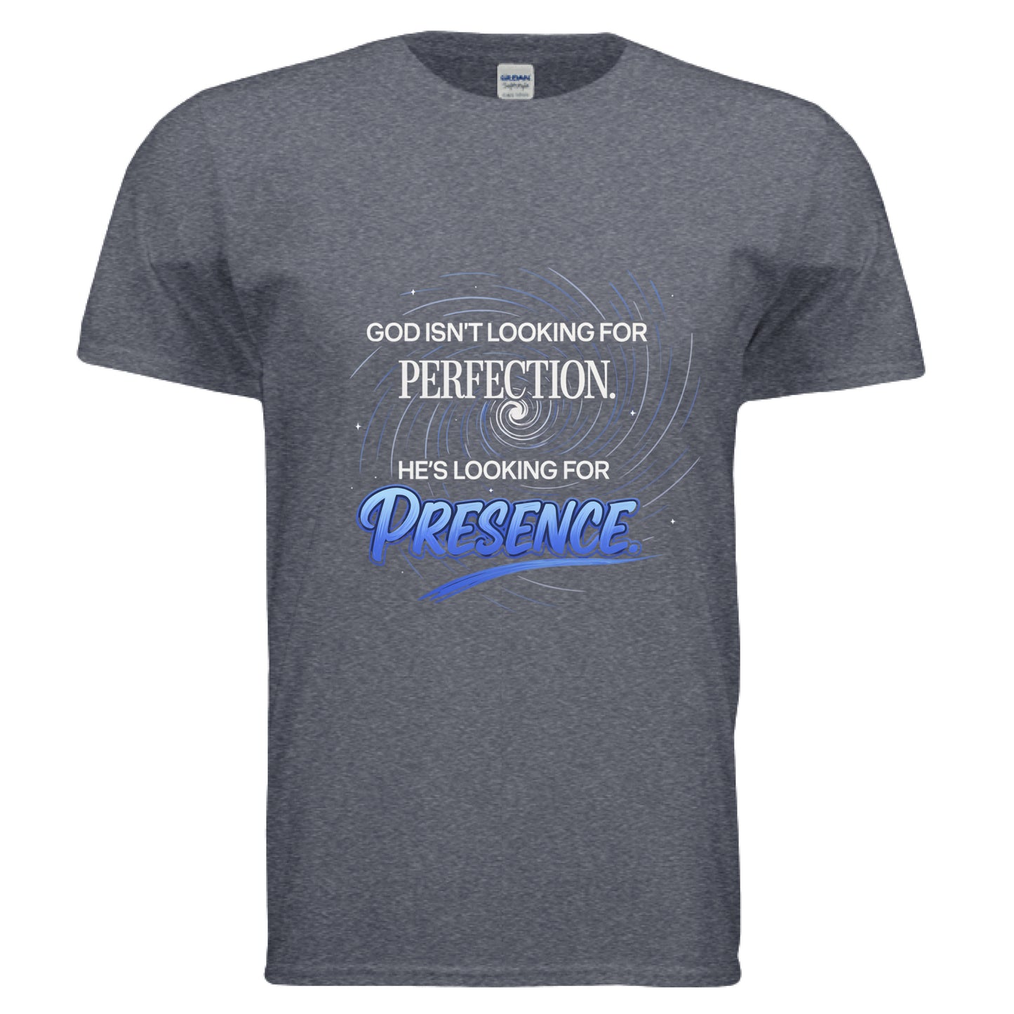 God isn't looking for Perfection Faith T-Shirt HEATHER NAVY Salvation Clothing and Accessories