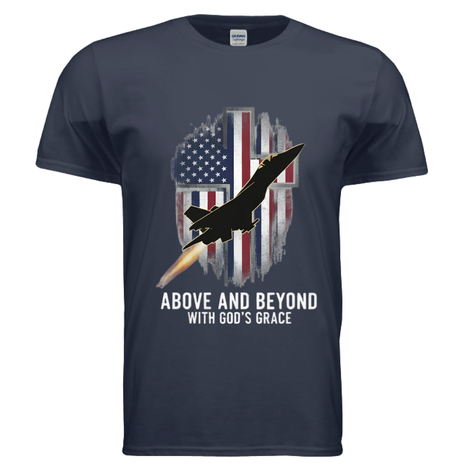 Above and Beyond with Gods Grace Faith T-Shirt (Air Force) NAVY Salvation Clothing and Accessories Apparel