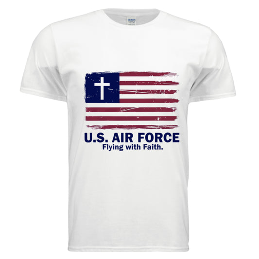Flying with Faith Christian T-Shirt (Air Force) WHITE Salvation Clothing and Accessories Apparel