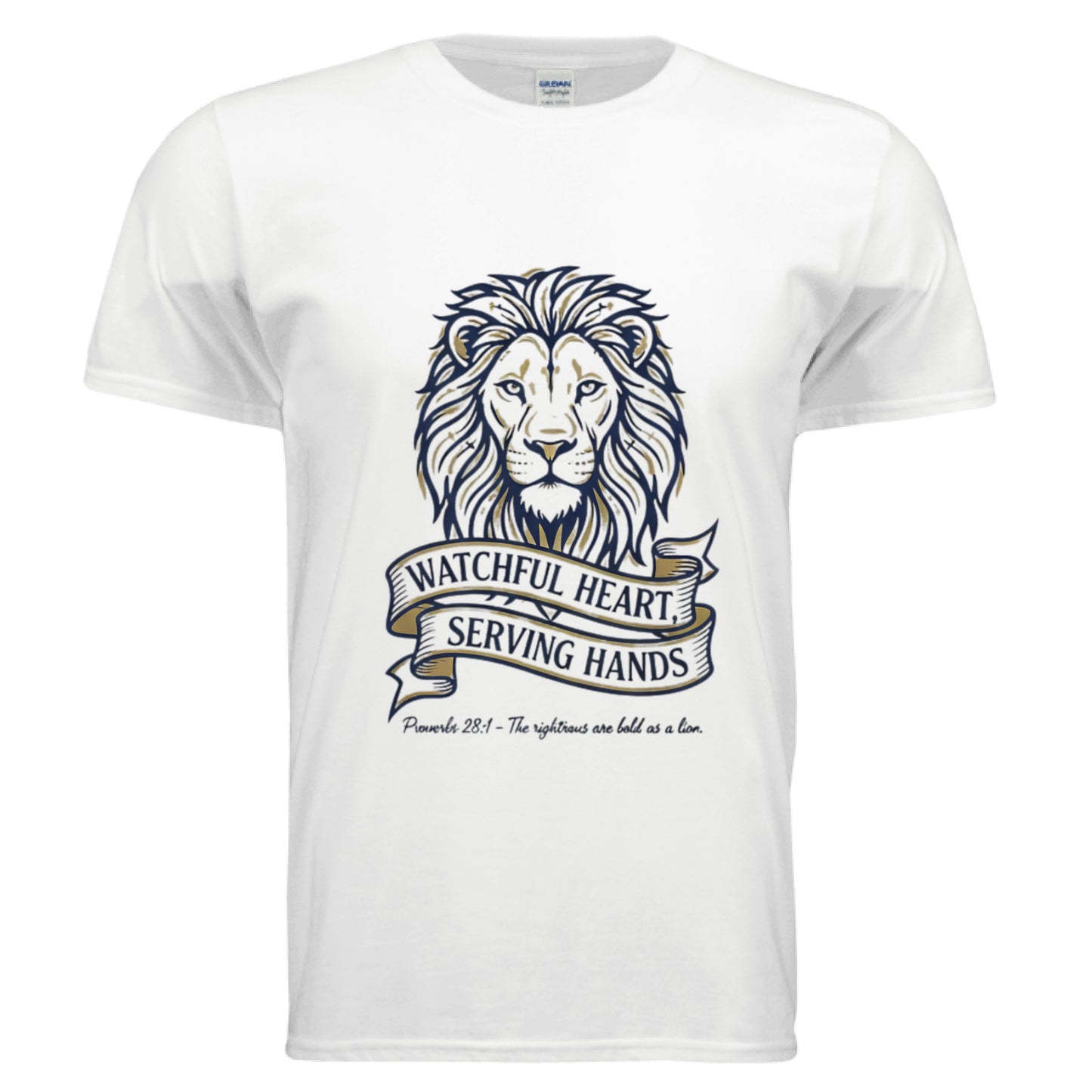 Watchful Heart Serving Hands Proverbs 28:1 Faith T-Shirt (Police) WHITE Salvation Clothing and Accessories Apparel