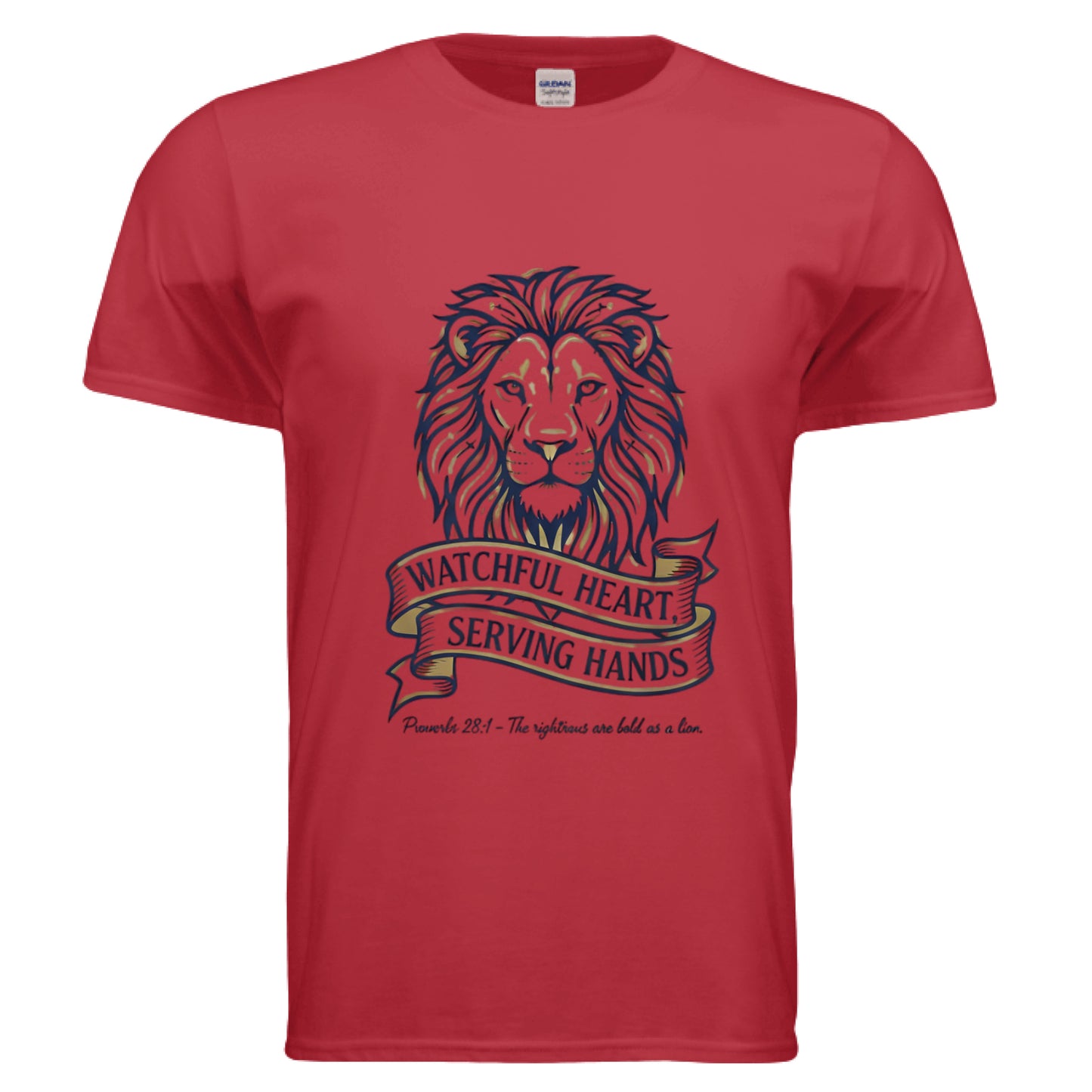 Watchful Heart Serving Hands Proverbs 28:1 Faith T-Shirt (Police) RED Salvation Clothing and Accessories Apparel
