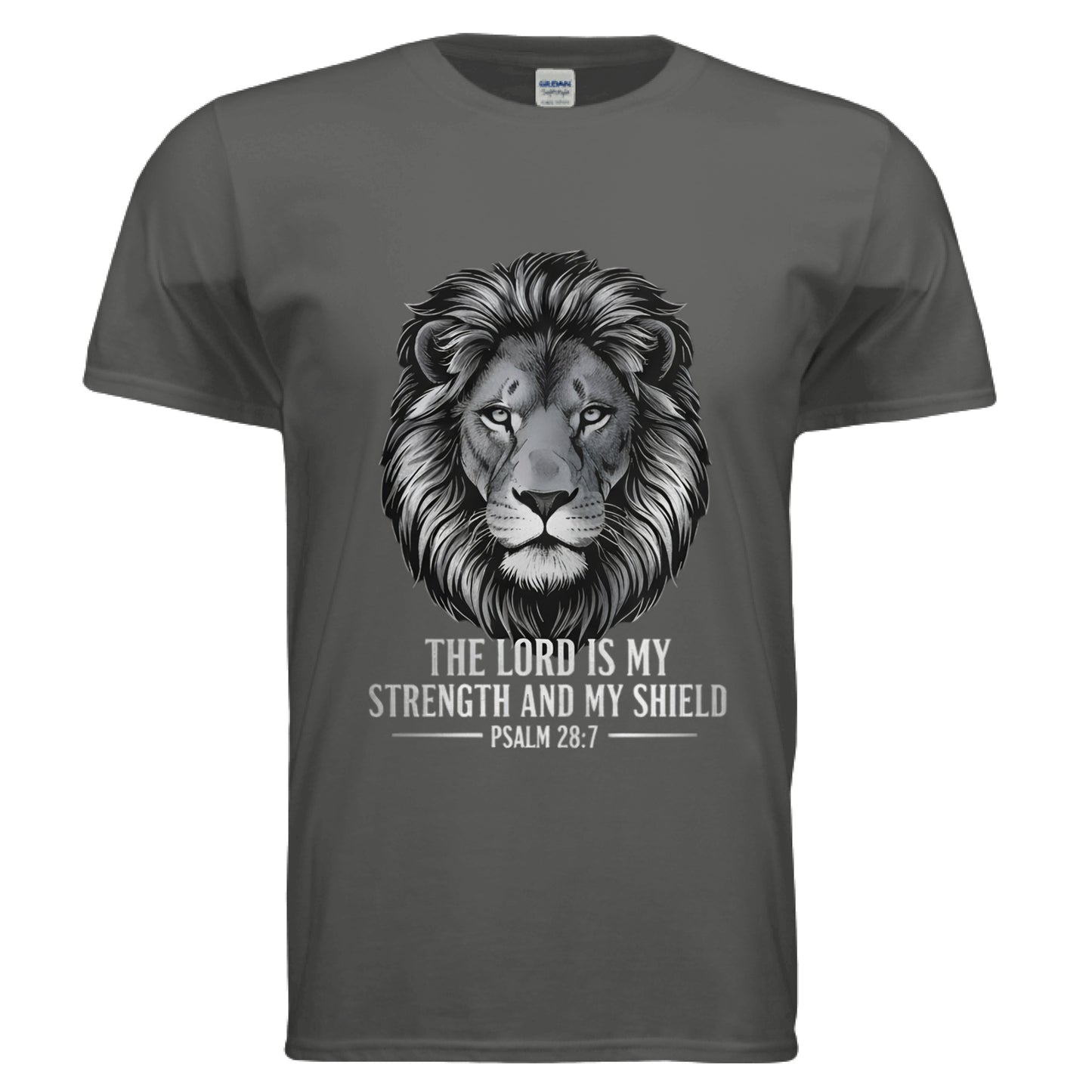 The Lord is my Strength and Shield Psalm 28:7 Faith T-Shirt (Police) CHARCOAL Salvation Clothing and Accessories Apparel