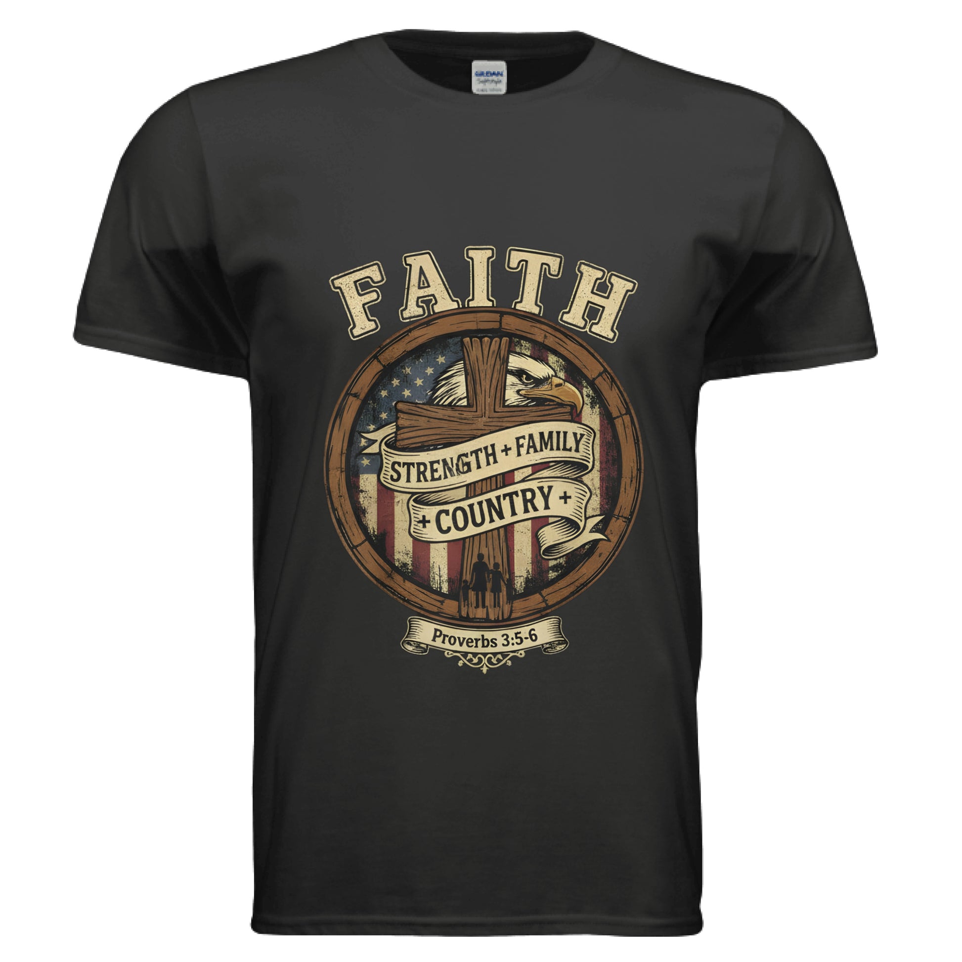 Faith Strength Family Country Proverbs 3:5-6 Faith T-Shirt BLACK Salvation Clothing and Accessories Apparel