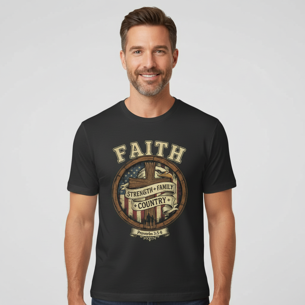 Faith Strength Family Country Proverbs 3:5-6 Faith T-Shirt Salvation Clothing and Accessories Apparel