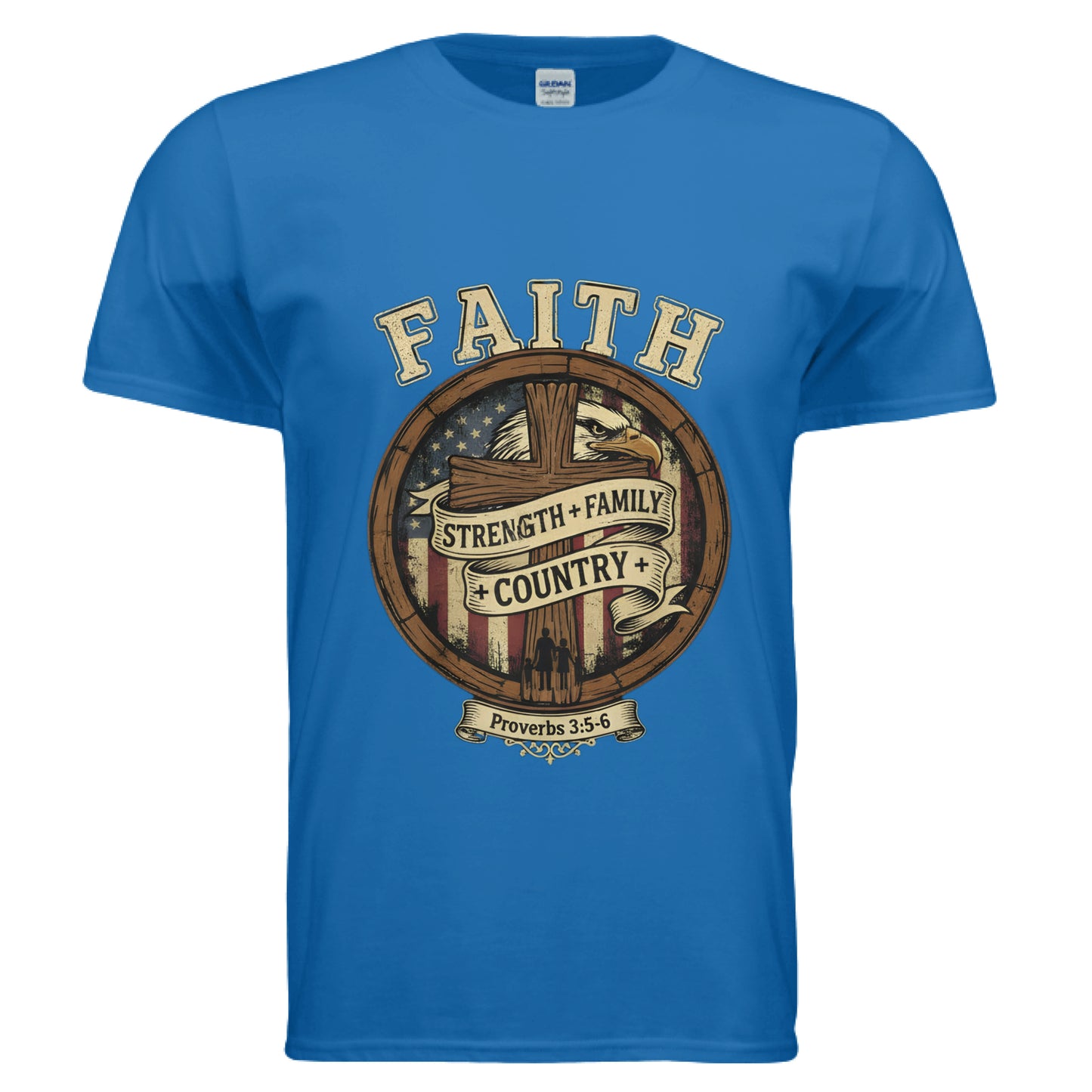 Faith Strength Family Country Proverbs 3:5-6 Faith T-Shirt ROYAL Salvation Clothing and Accessories Apparel