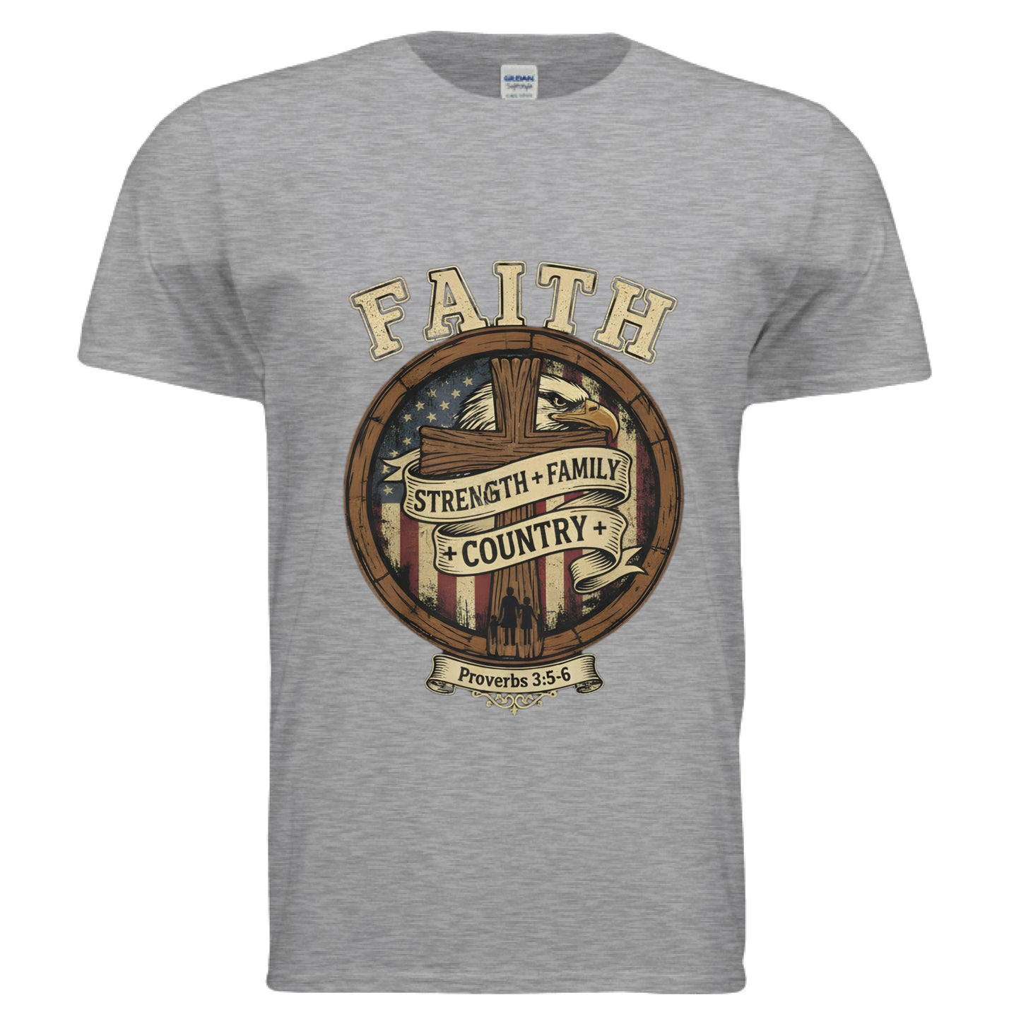 Faith Strength Family Country Proverbs 3:5-6 Faith T-Shirt SPORT GREY Salvation Clothing and Accessories Apparel
