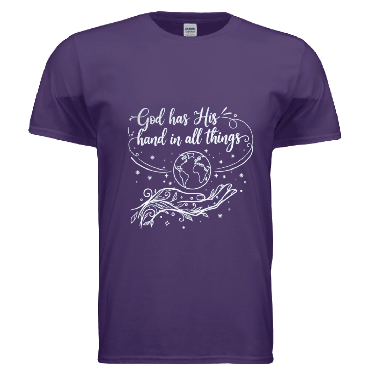 God has His Hand in all Things Faith T-Shirt PURPLE Salvation Clothing and Accessories Apparel