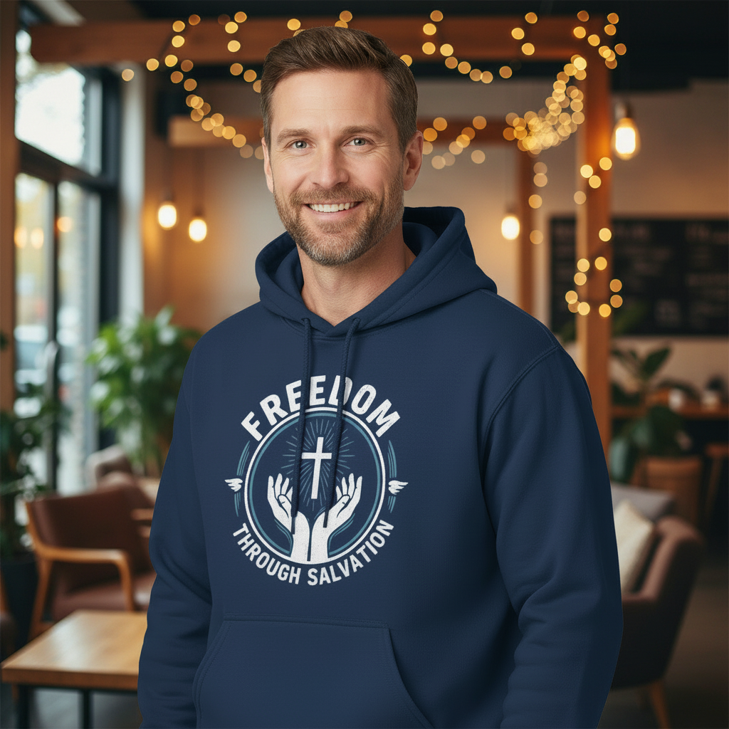 Freedom Through Salvation-Hoodie Salvation Clothing and Accessories Apparel