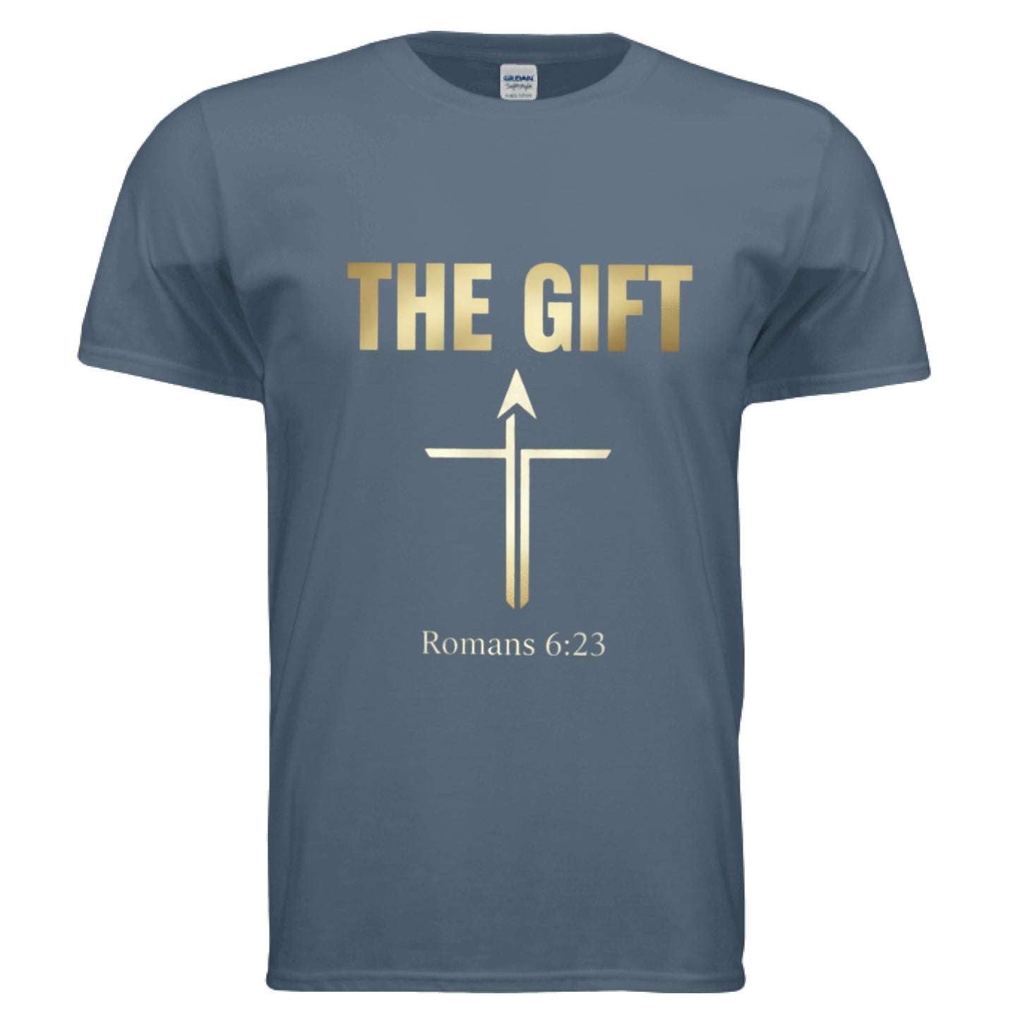 The Gift Romans 6:23 Faith T-Shirt INDIGO BLUE Salvation Clothing and Accessories Apparel