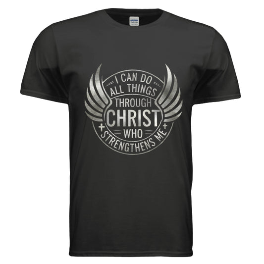 I Can Do All Things Trough Christ Christian T-Shirt BLACK Salvation Clothing and Accessories Apparel