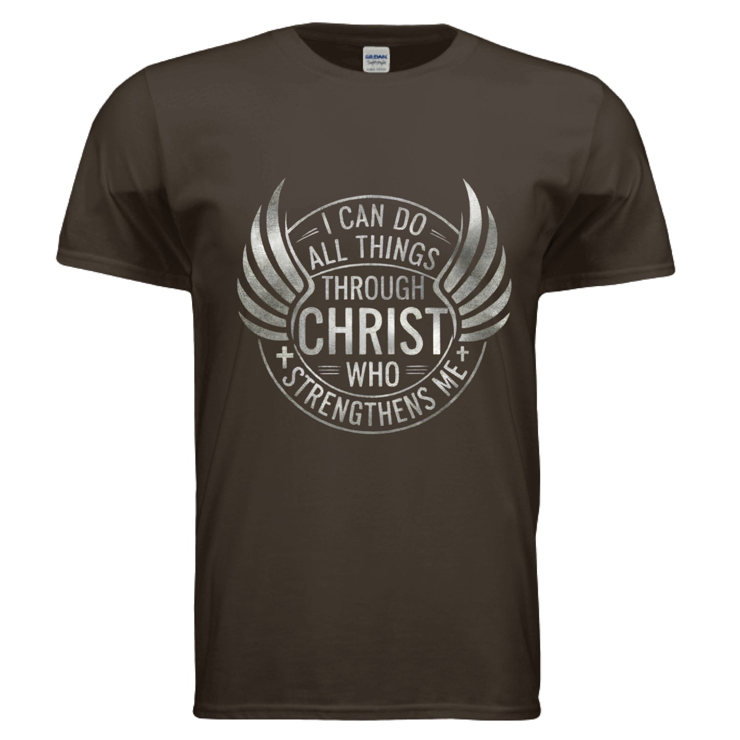 I Can Do All Things Trough Christ Faith T-Shirt DARK CHOCOLATE Salvation Clothing and Accessories Apparel