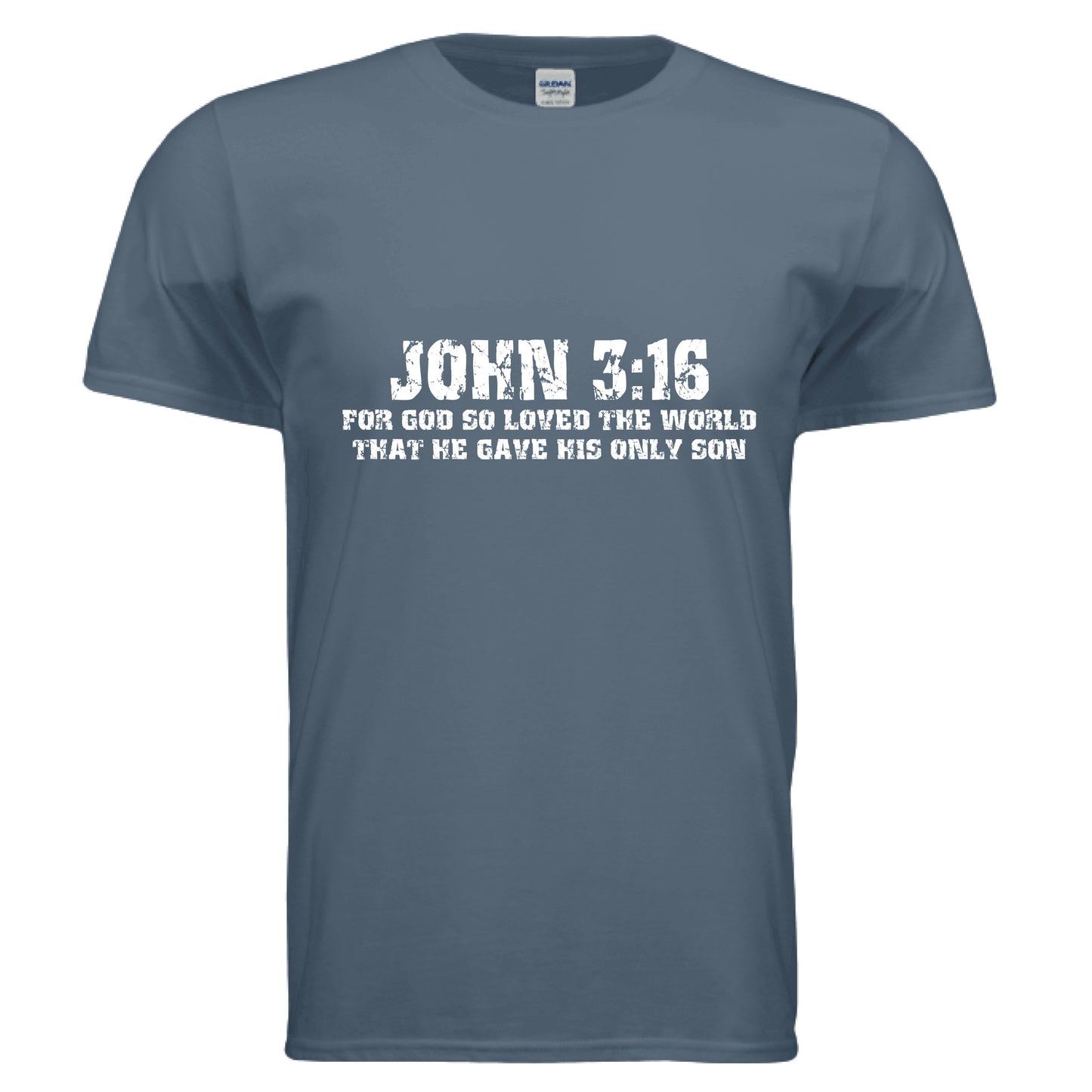 John 3:16 Faith T-Shirt INDIGO BLUE Salvation Clothing and Accessories Apparel