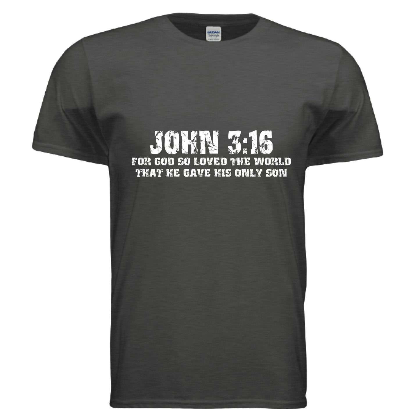 John 3:16 Faith T-Shirt Heather Dark Grey Salvation Clothing and Accessories Apparel