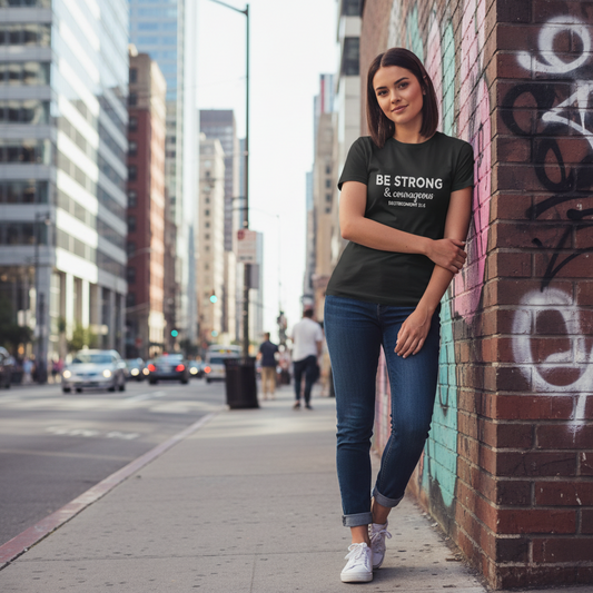Be Strong and Courageous Deuteronomy 31:6 Christian T-Shirt Salvation Clothing and Accessories Apparel