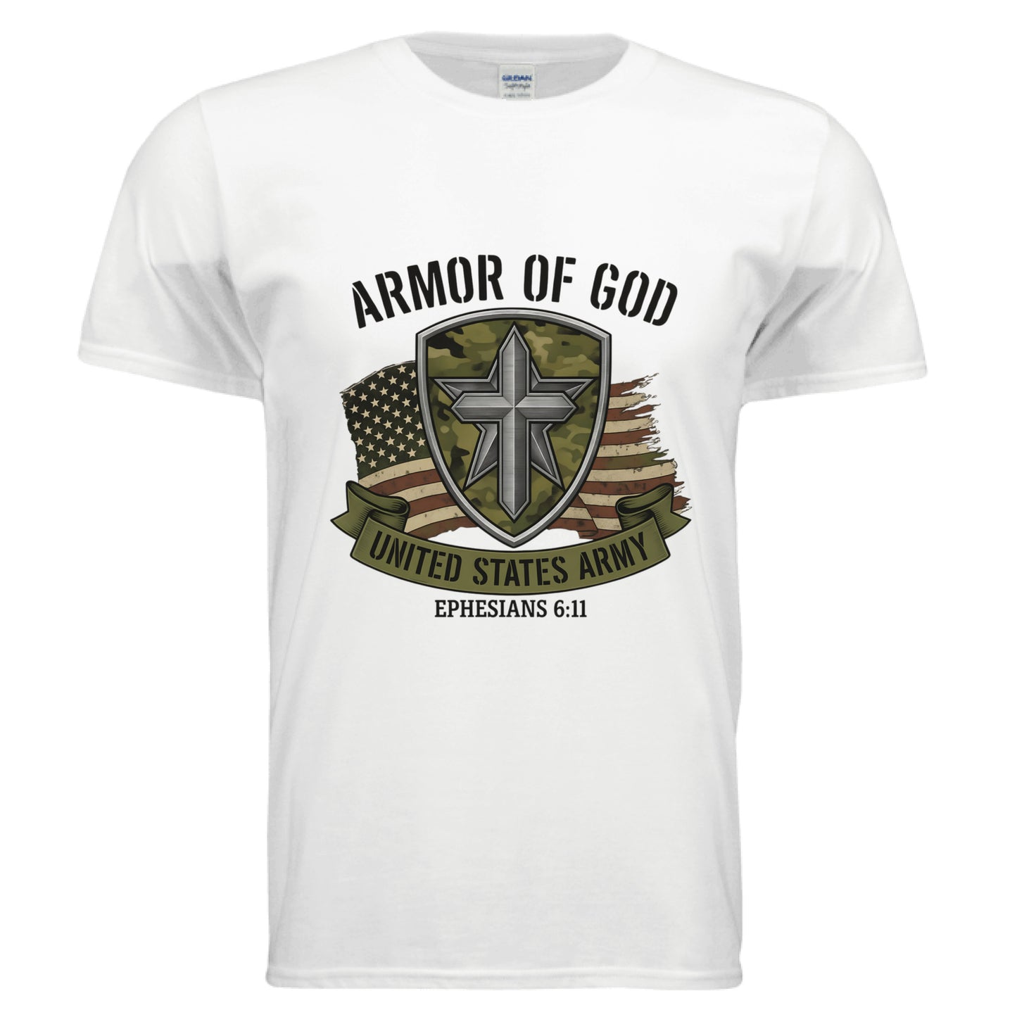 Amor of God United States Army Ephesians 6:11 Faith T-Shirt WHITE Salvation Clothing and Accessories Apparel